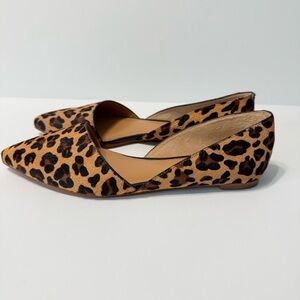 J. Crew Leopard Print Calf Hair D'Orsay Pointed Toe Flats Size 7.5